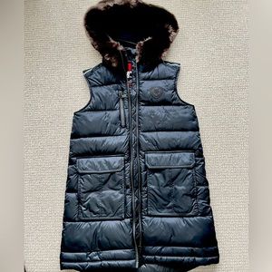 Alp N Rock Black Vest with Faux Fur Trim Hood